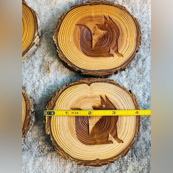 Cedar Wood Fox Coasters Set of 4 NWOT - Picture 4 of 7